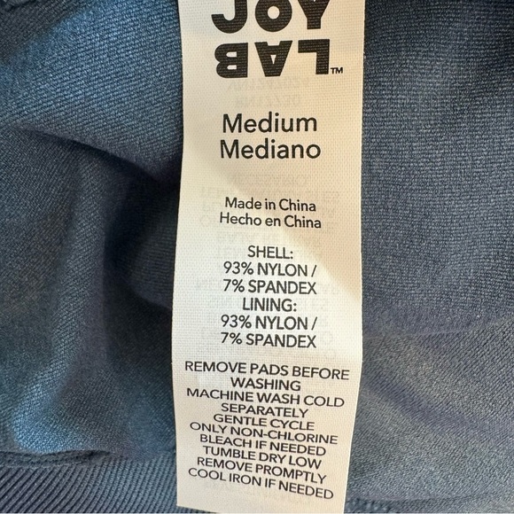 🌈 6/$60 JoyLab Seamless Shorts Bodysuit Onesie Unitard Blue Built In Bra Medium - Picture 3 of 4